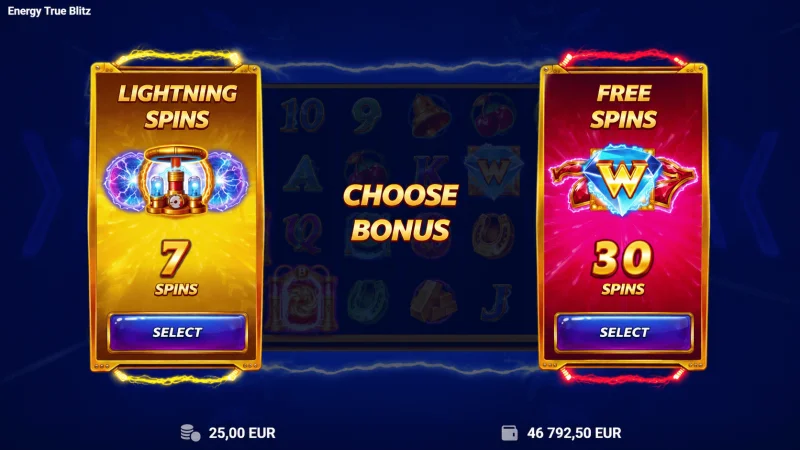 Energy True Blitz - Lightning Spins বিকল্প নির্বাচন