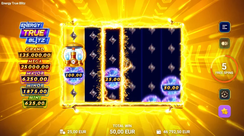 Energy True Blitz - মূল গেমে বাজ ও স্পিন